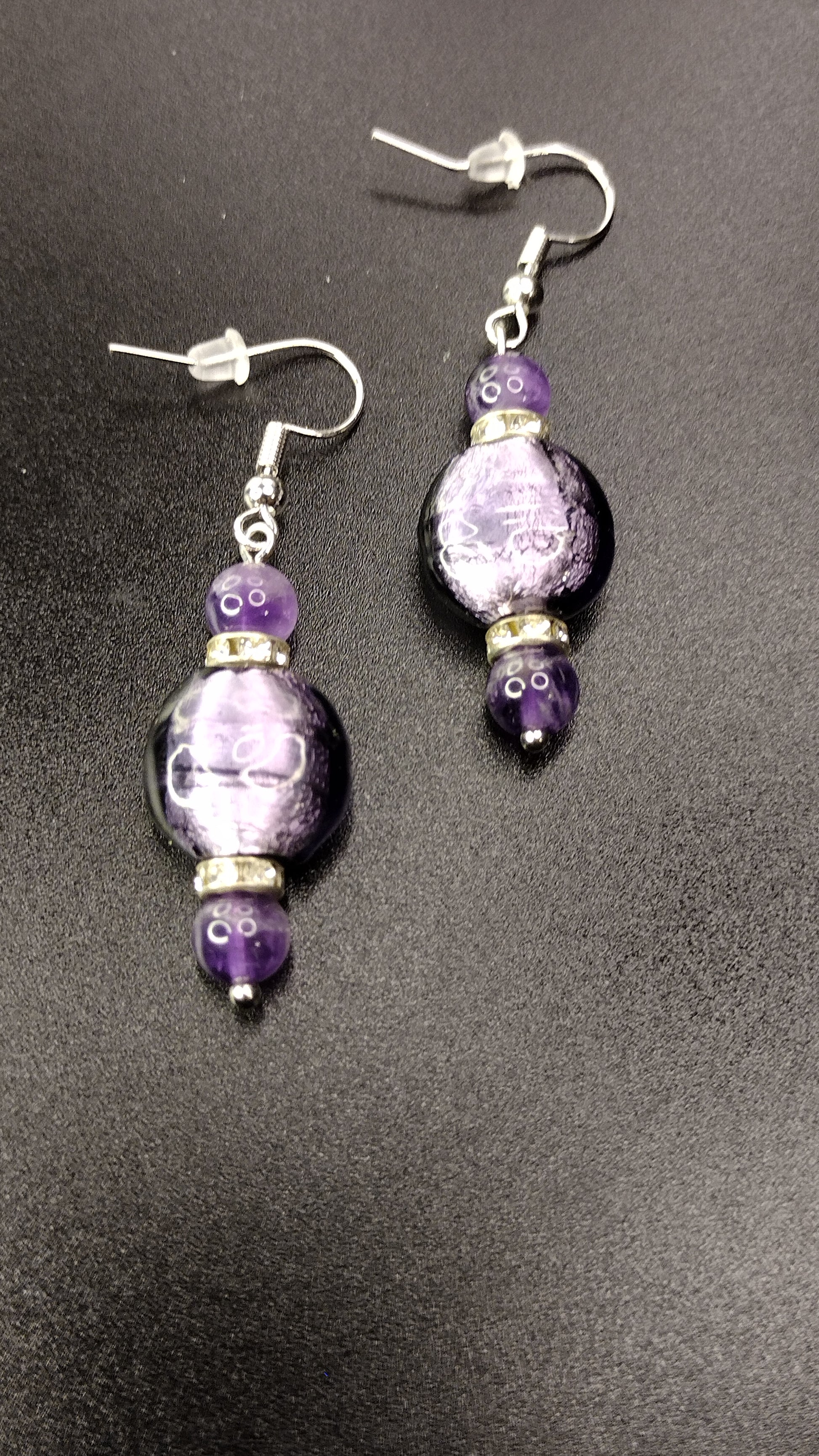 Purple Crystal Bar Earrings Pretty Pineapple Bead Pretty Pineapple Bead