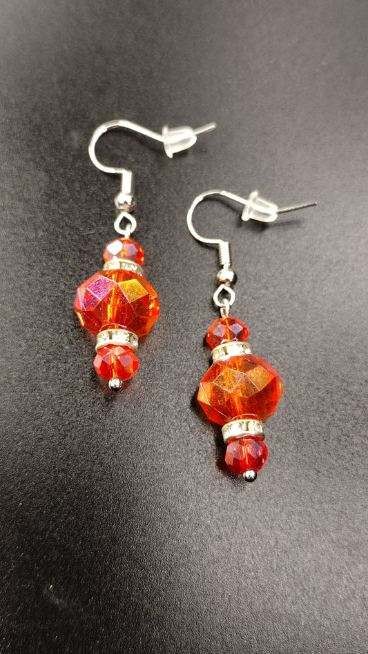 Red Crystal Bar Earrings Pretty Pineapple Bead Pretty Pineapple Bead