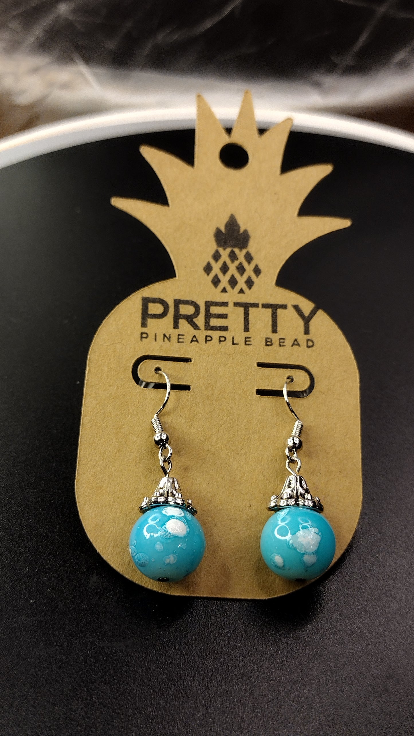 Blue Drop Earrings Pretty Pineapple Bead Pretty Pineapple Bead