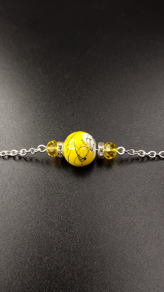 Yellow Crystal Bar Necklace Pretty Pineapple Bead Pretty Pineapple Bead