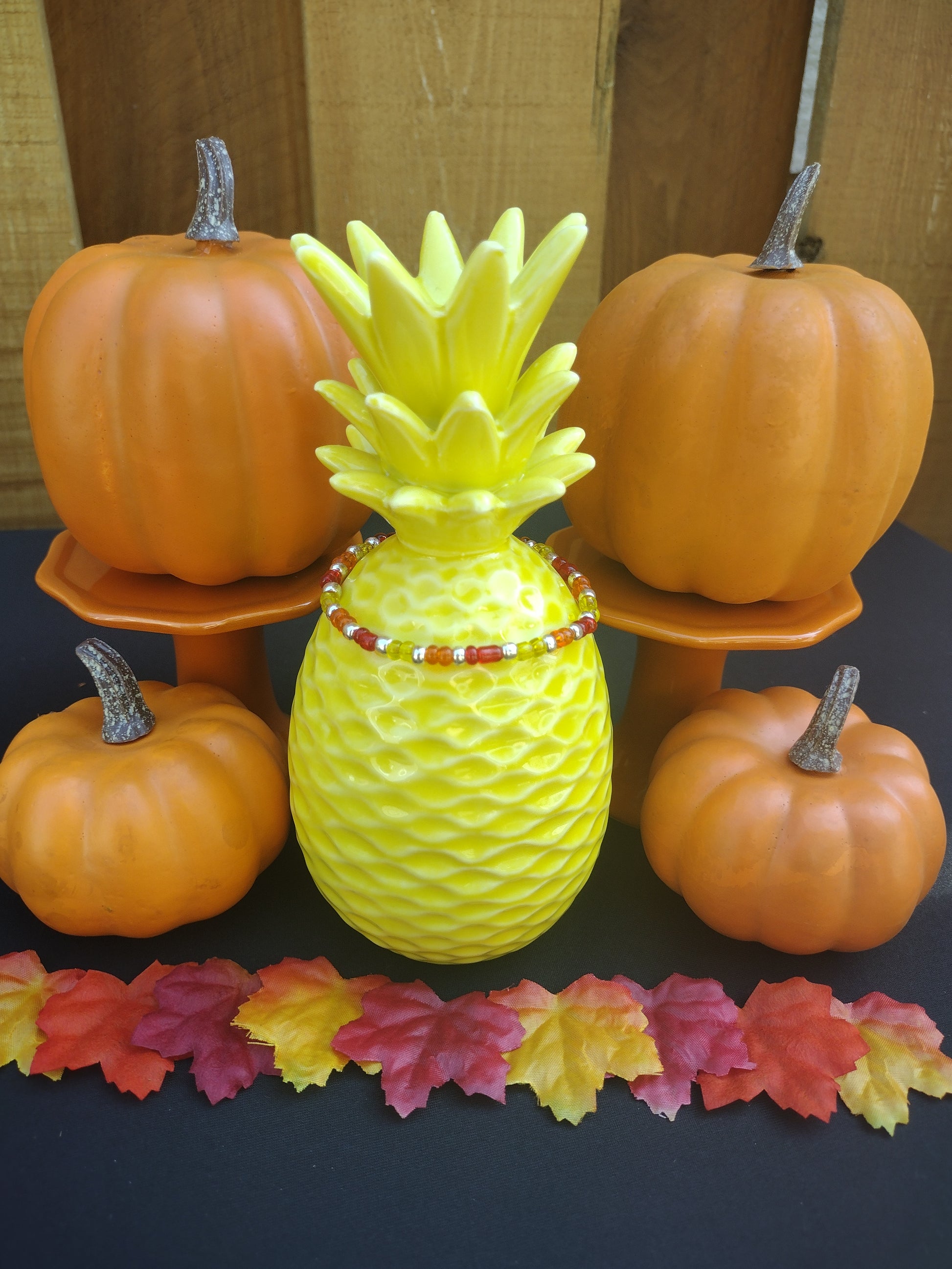 Fall Bright Colors Seed Bead Bracelet Pretty Pineapple Bead Pretty Pineapple Bead