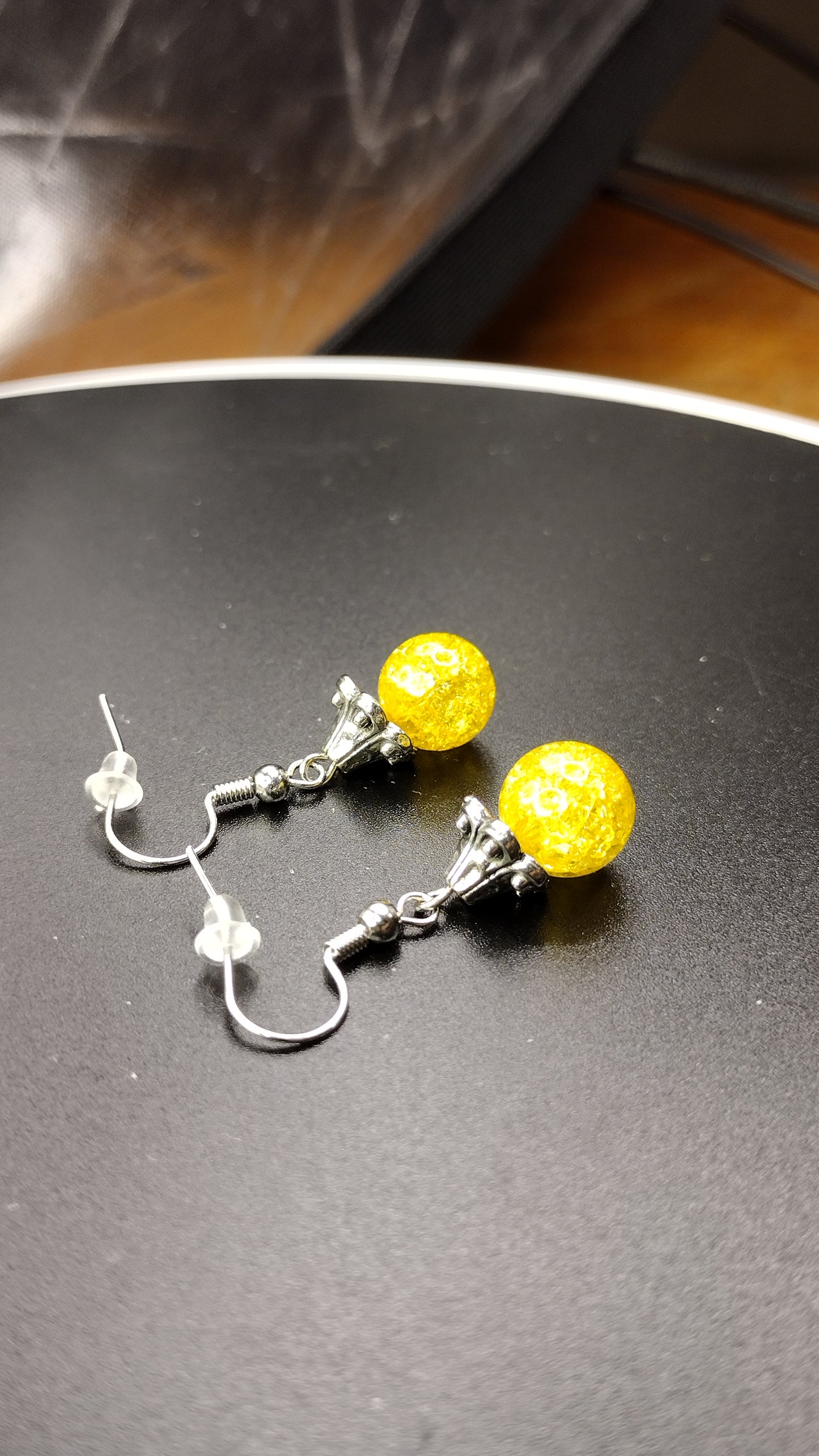 Yellow Drop Earrings Pretty Pineapple Bead Pretty Pineapple Bead