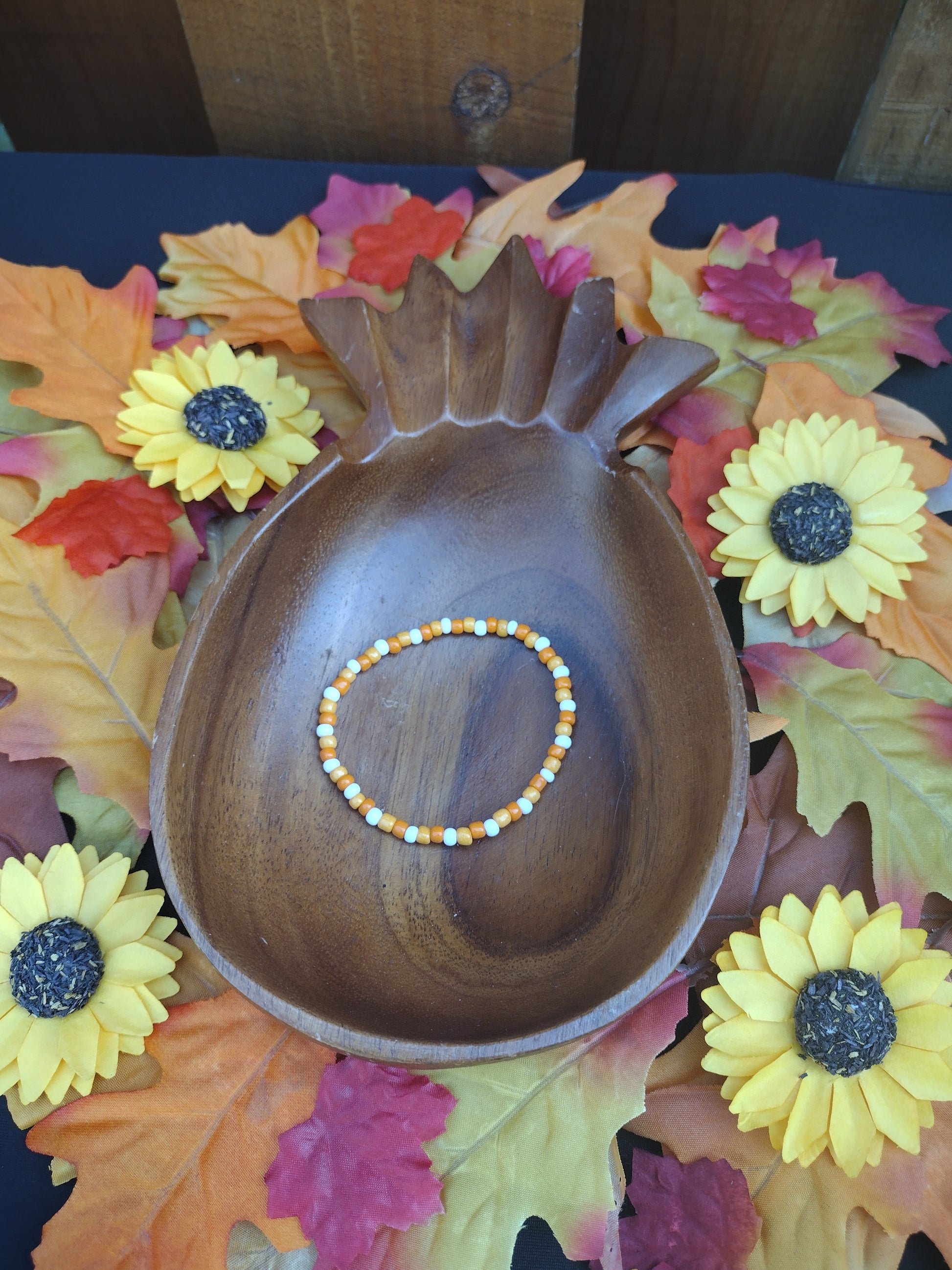 Candy Corn Seed Bead Bracelet Pretty Pineapple Bead  Pretty Pineapple Bead