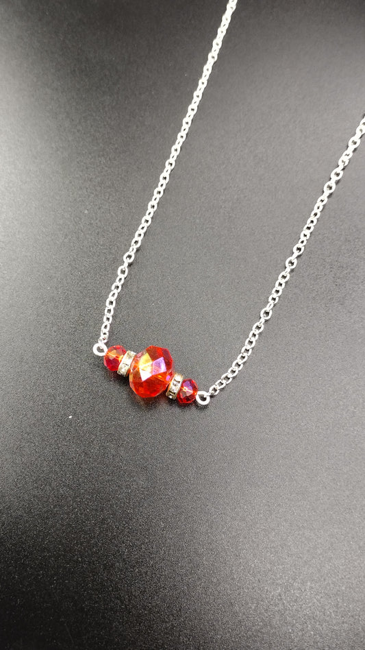 Red Crystal Bar Necklace Pretty Pineapple Bead Pretty Pineapple Bead