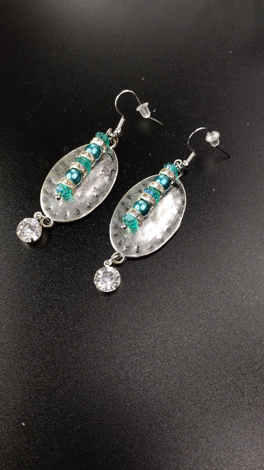 Silver & Teal Layered Drop Earrings Pretty Pineapple Bead Pretty Pineapple Bead