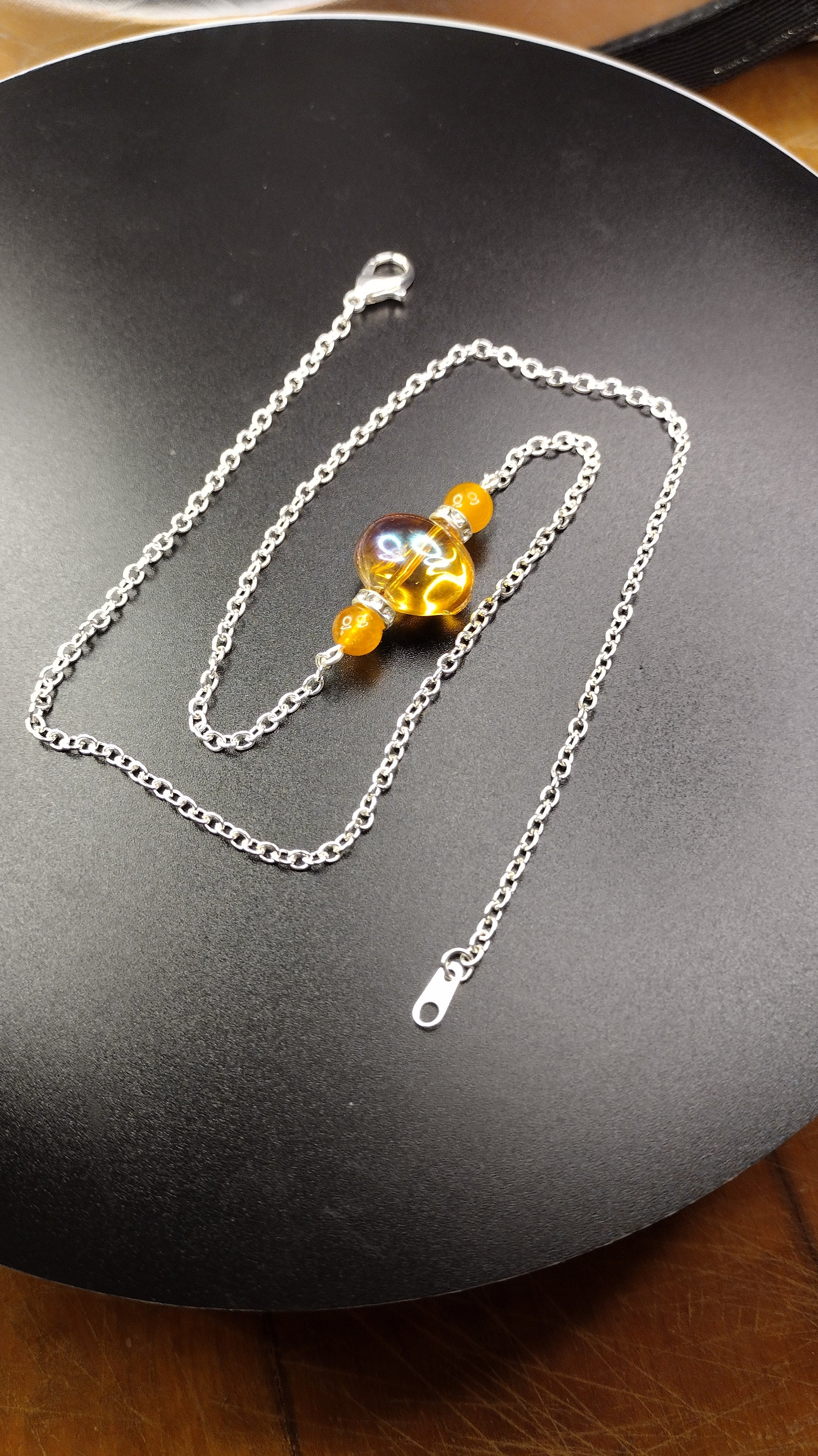 Orange Crystal Bar Necklace Pretty Pineapple Bead Pretty Pineapple Bead