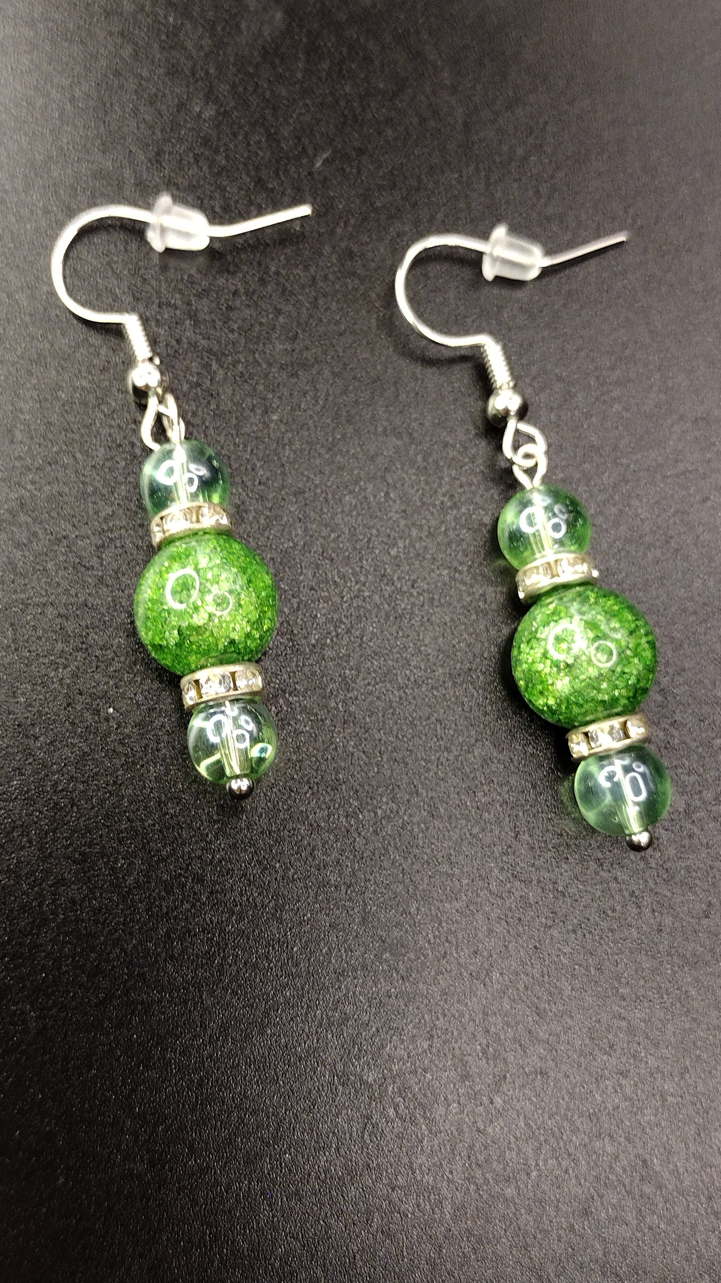 Green Crystal Bar Earrings Pretty Pineapple Bead Pretty Pineapple Bead