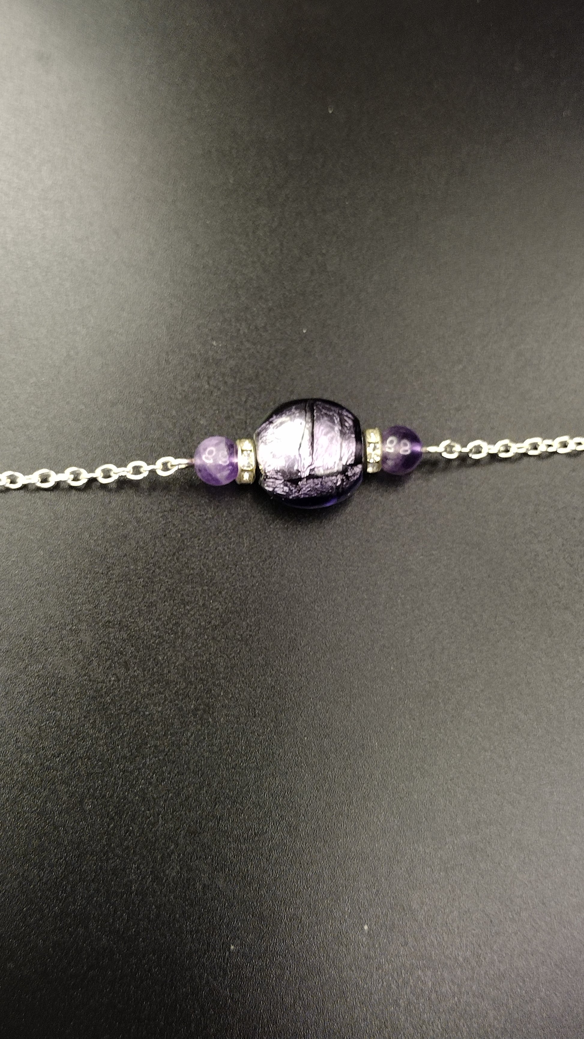 Purple Crystal Bar Necklace Pretty Pineapple Bead Pretty Pineapple Bead