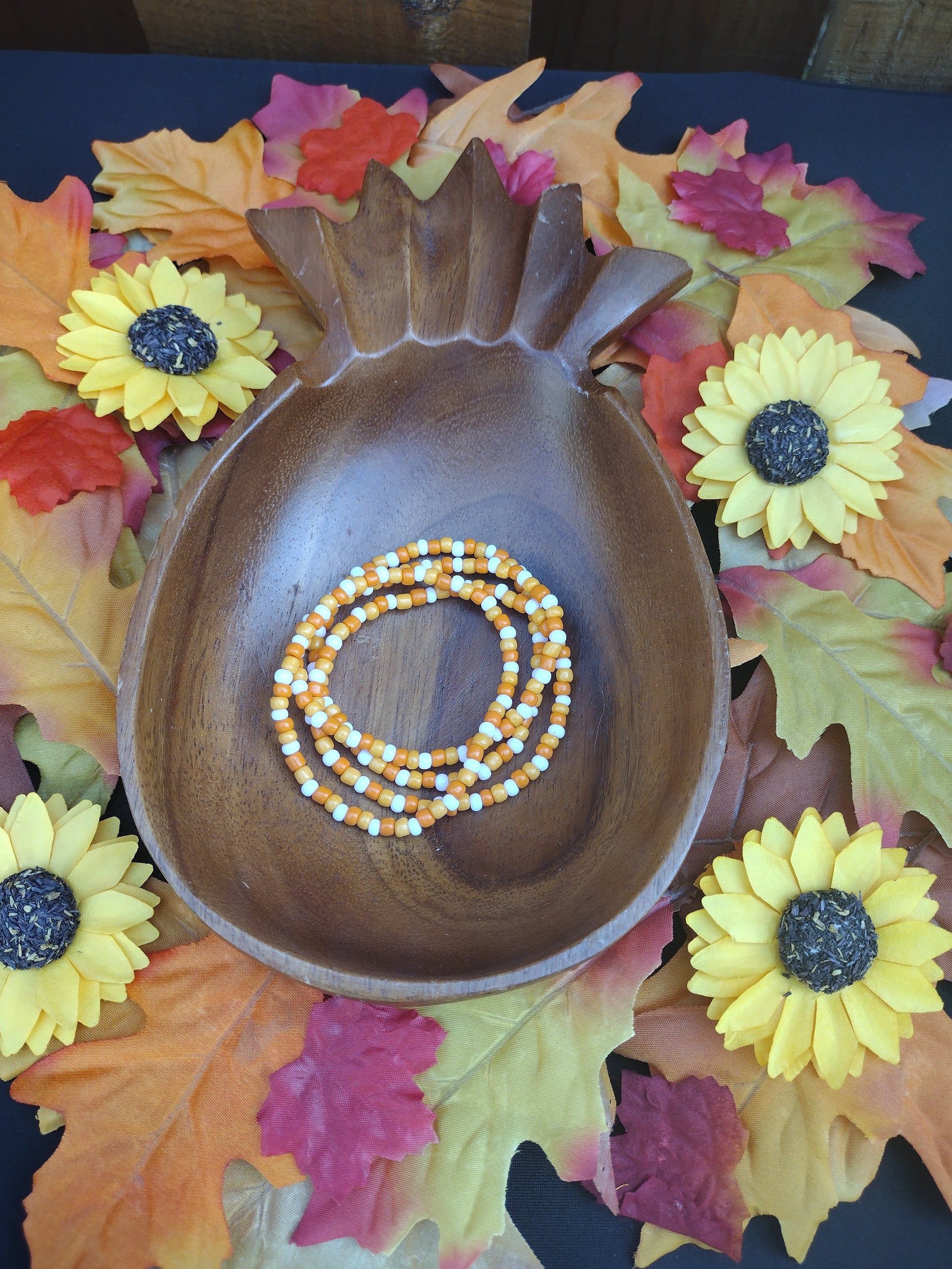 Candy Corn Seed Bead Bracelet Pretty Pineapple Bead  Pretty Pineapple Bead