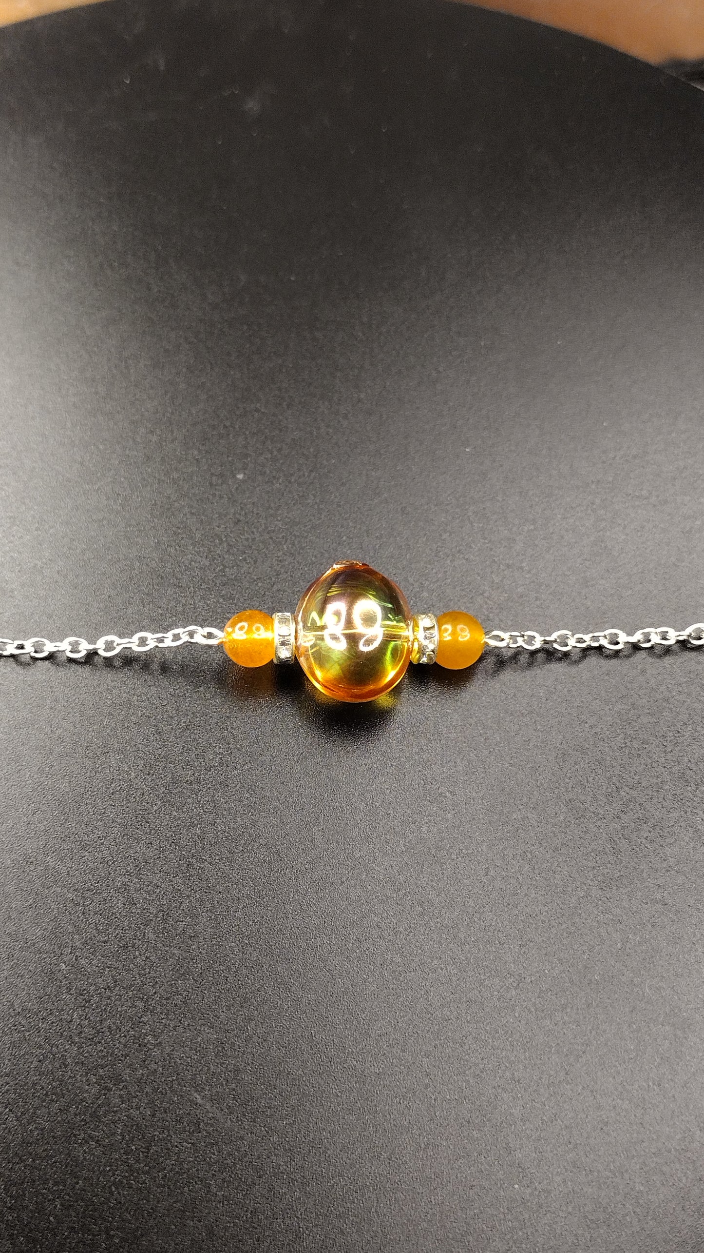 Orange Crystal Bar Necklace Pretty Pineapple Bead Pretty Pineapple Bead