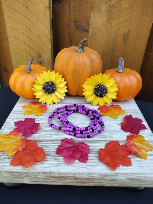 Halloween Purple Seed Bead Bracelet
