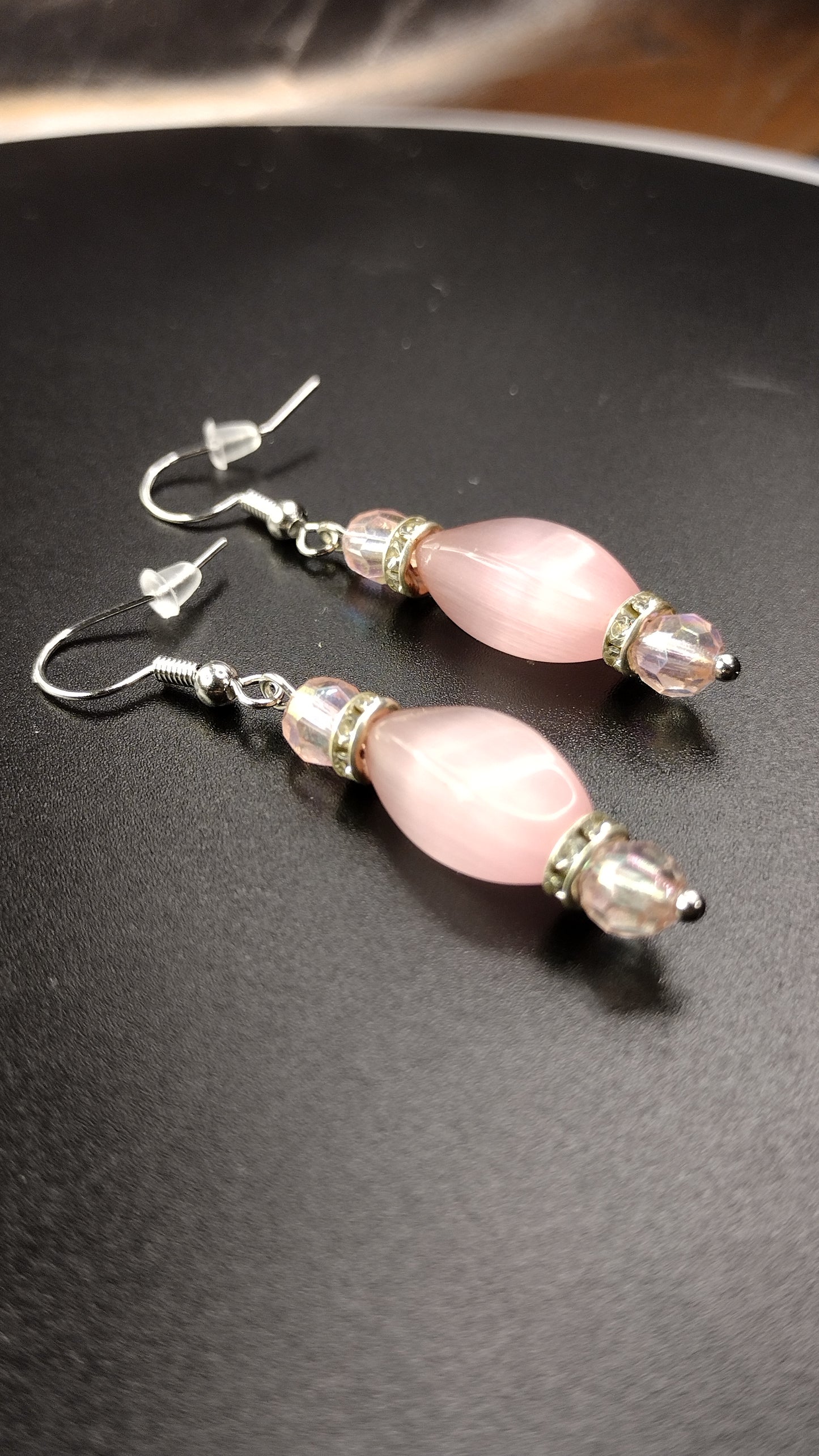 Pink Crystal Bar Earrings Pretty Pineapple Bead Pretty Pineapple Bead