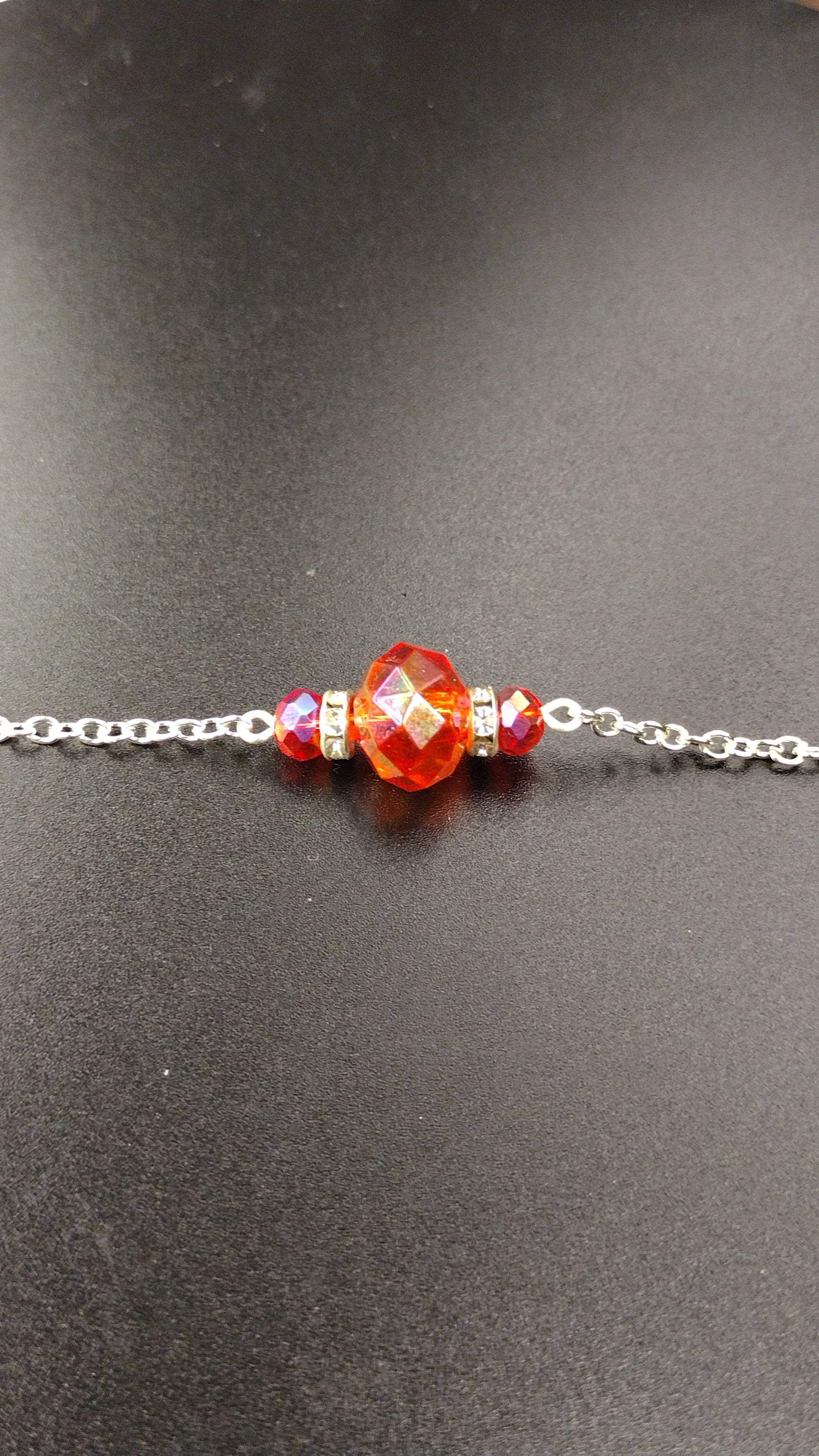 Red Crystal Bar Necklace Pretty Pineapple Bead Pretty Pineapple Bead