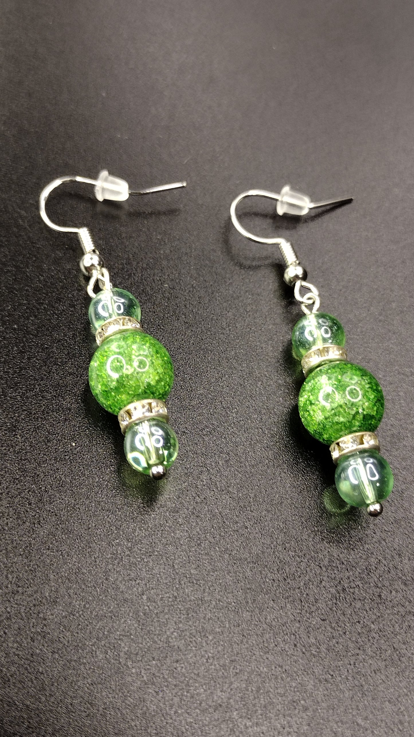 Green Crystal Bar Earrings Pretty Pineapple Bead Pretty Pineapple Bead