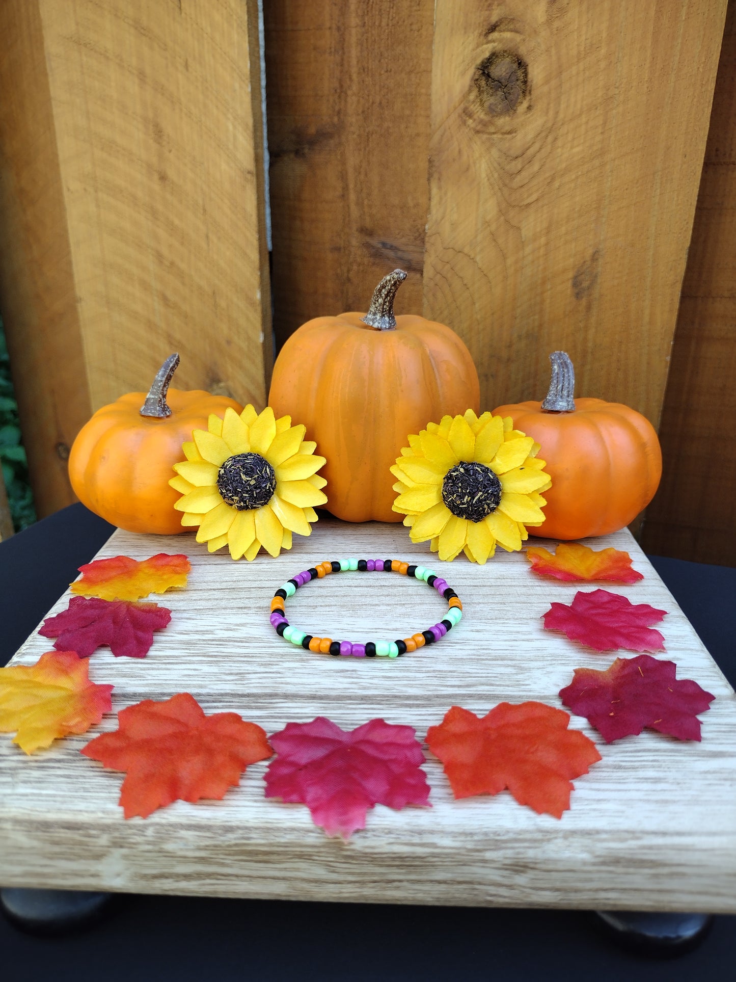 Halloween Colors Seed Bead Bracelet