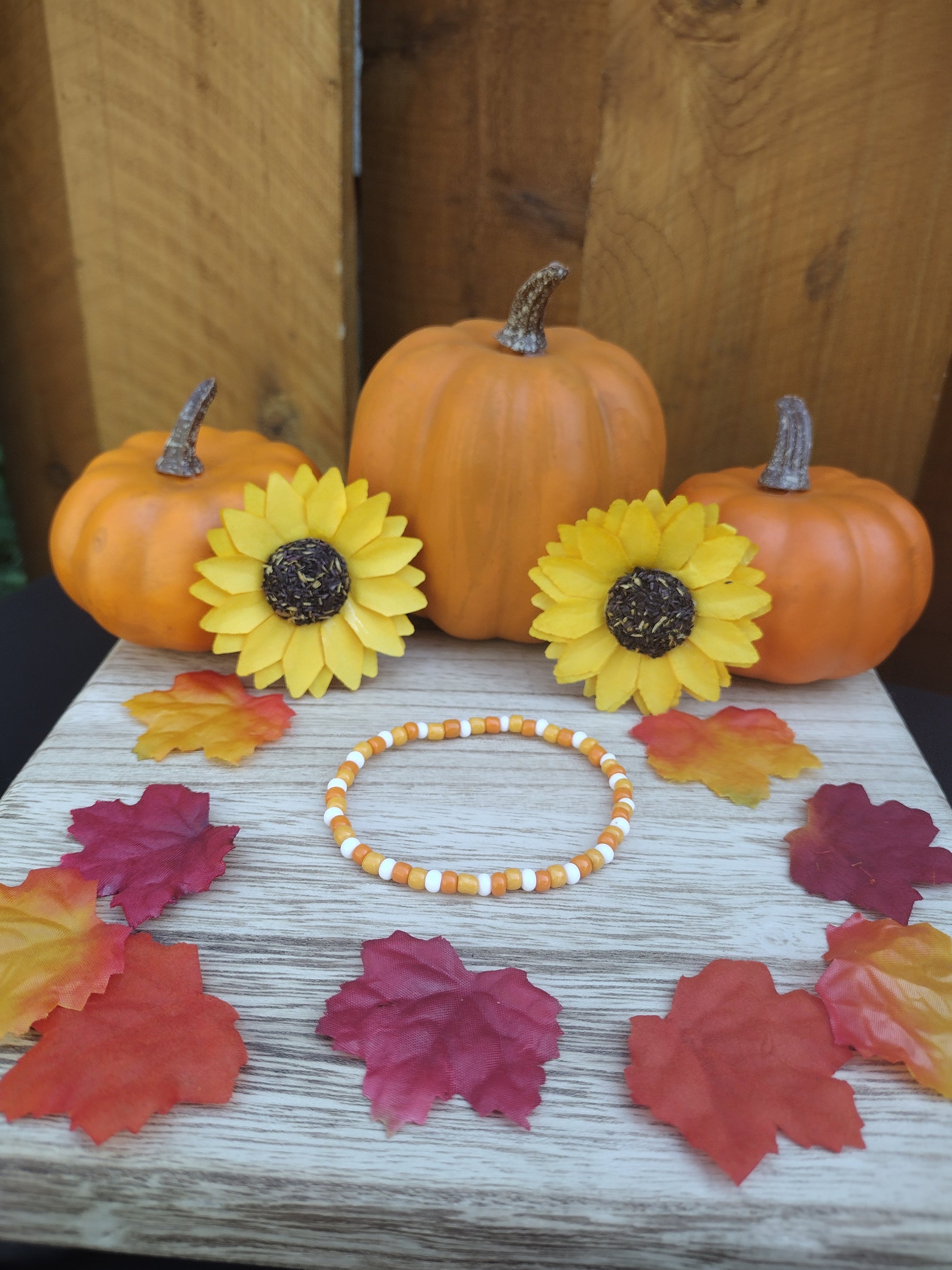 Candy Corn Seed Bead Bracelet Pretty Pineapple Bead  Pretty Pineapple Bead