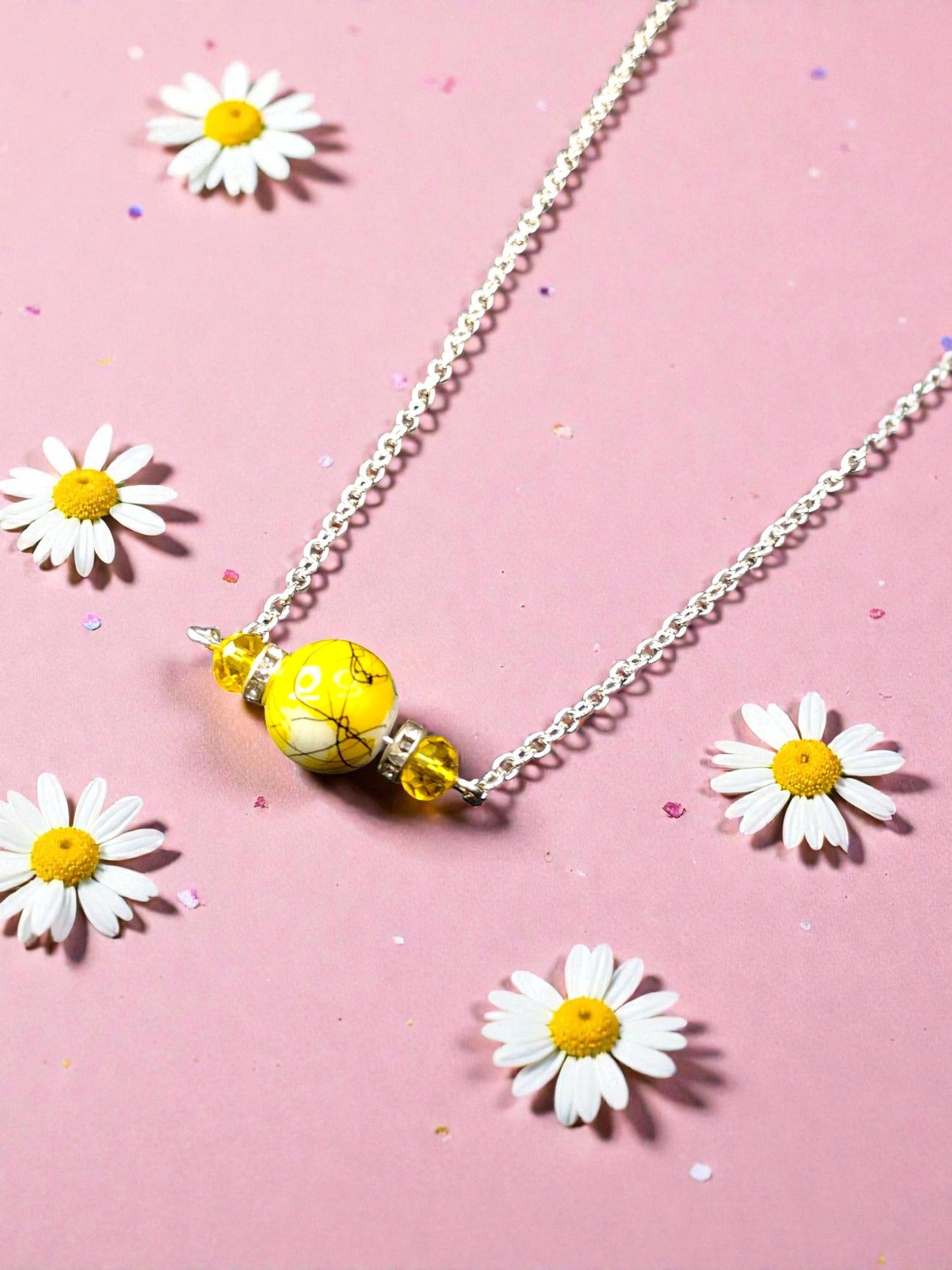 Yellow Crystal Bar Necklace – Bright, Elegant & Minimalist Pretty Pineapple Bead Pretty Pineapple Bead