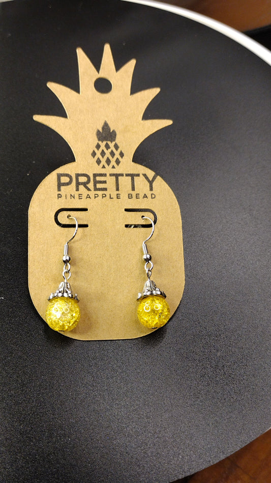 Yellow Drop Earrings Pretty Pineapple Bead Pretty Pineapple Bead