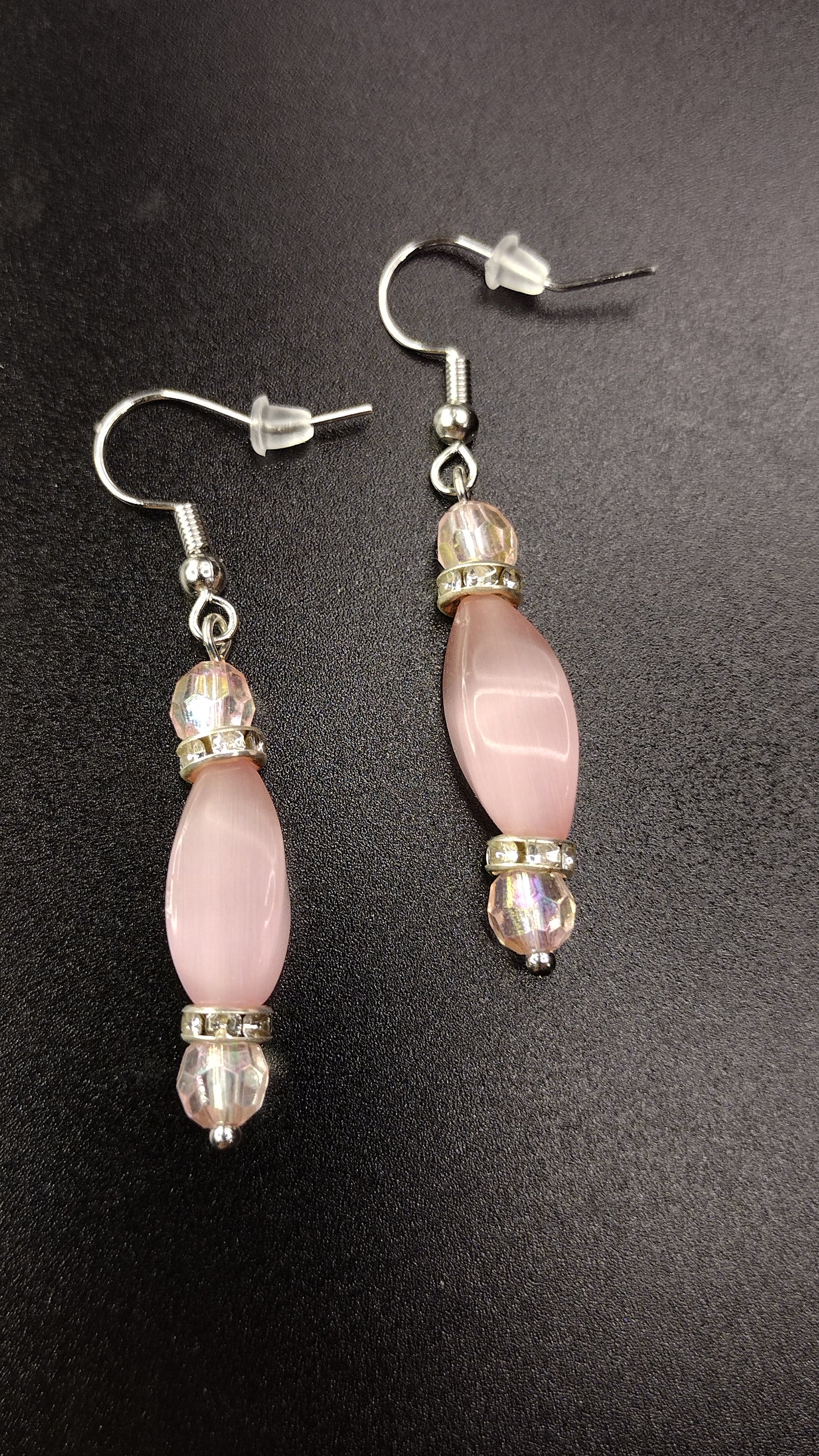 Pink Crystal Bar Earrings Pretty Pineapple Bead Pretty Pineapple Bead