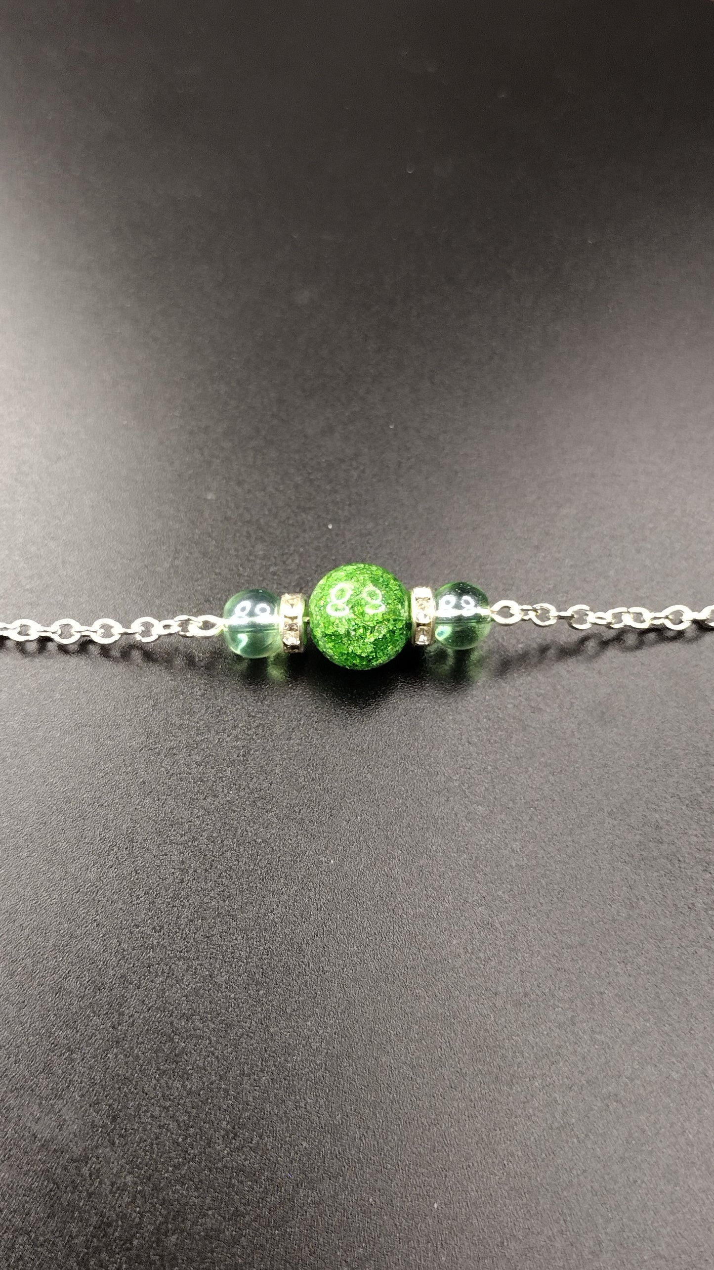 Green Crystal Bar Necklace Pretty Pineapple Bead Pretty Pineapple Bead