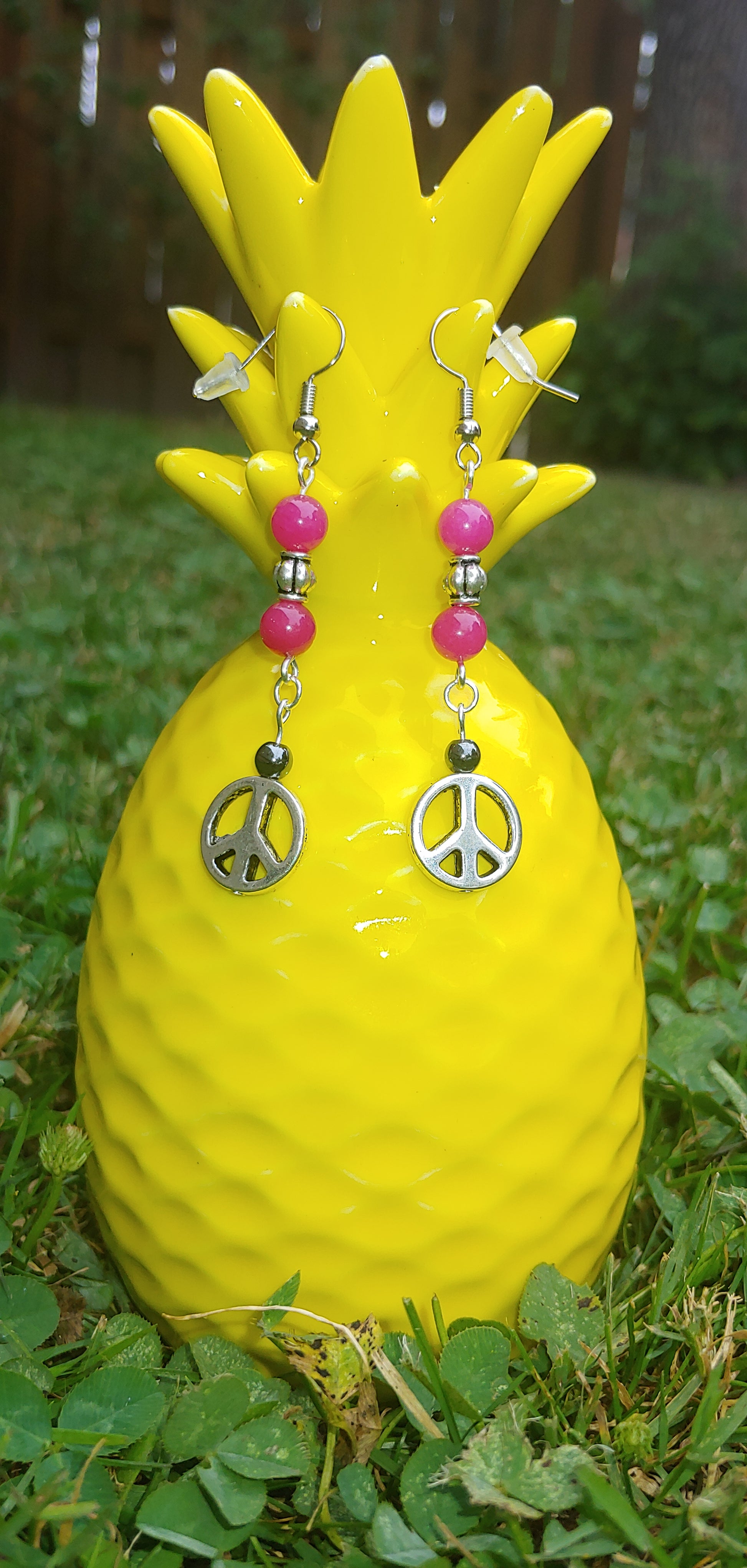 Pink Peace Earrings freeshipping - Prettypineapplebead