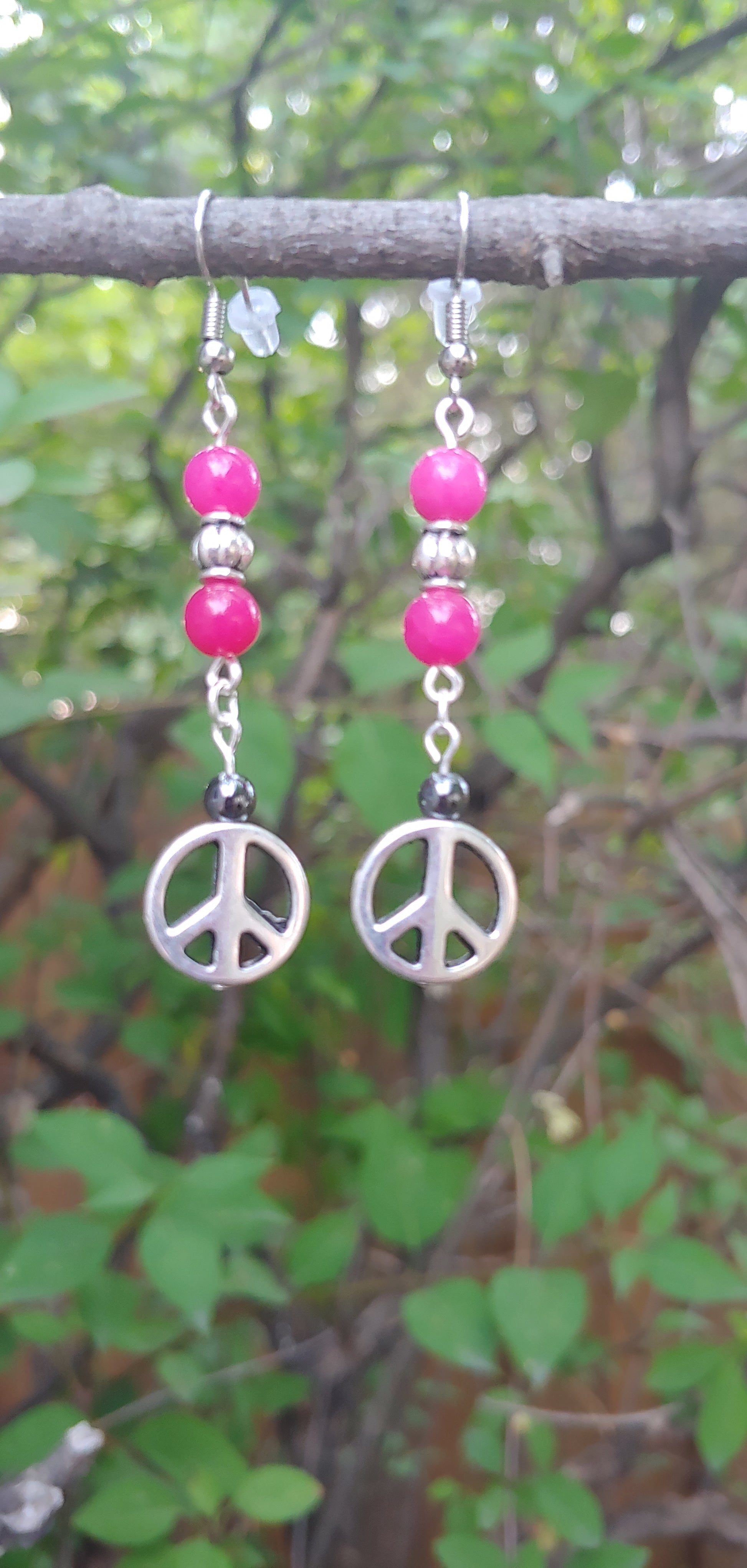 Pink Peace Earrings freeshipping - Prettypineapplebead