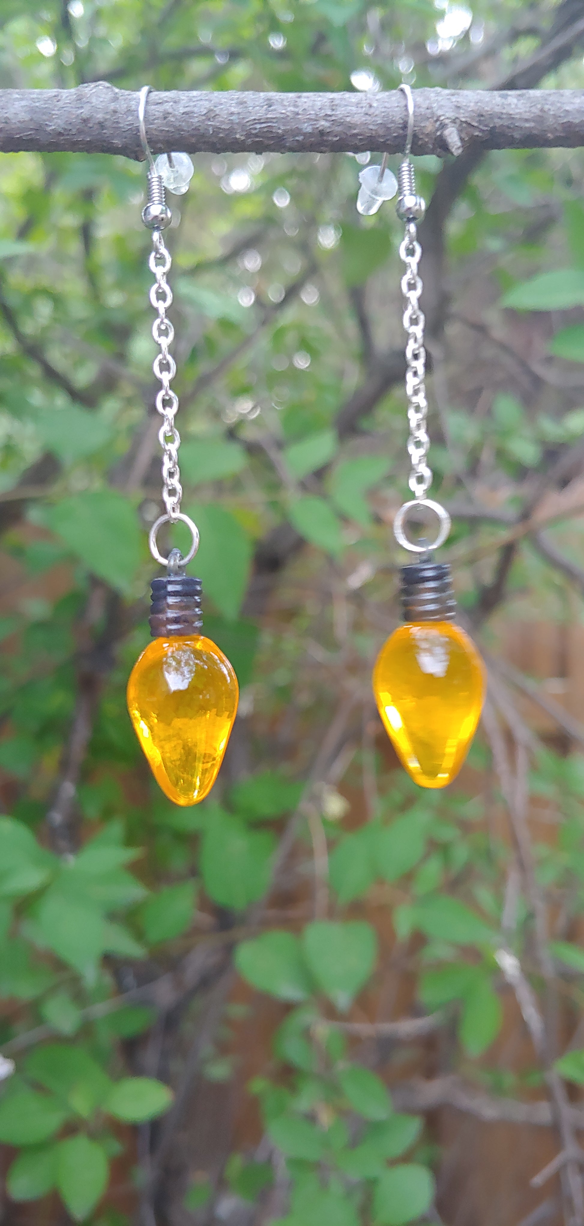 Yellow Christmas Bulb Earrings Prettypineapplebead Prettypineapplebead