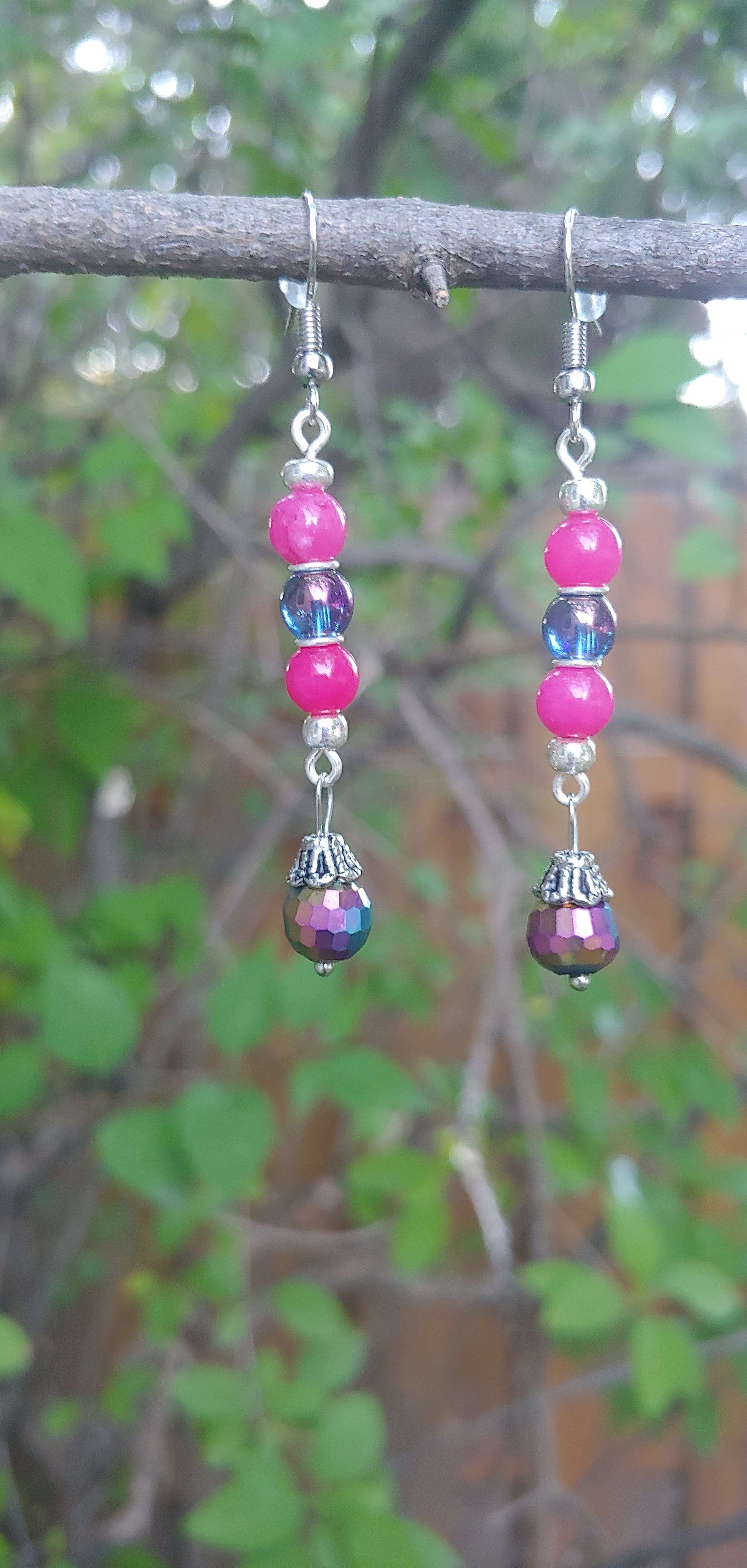 Pink & Purple Chroma Earrings Prettypineapplebead Prettypineapplebead