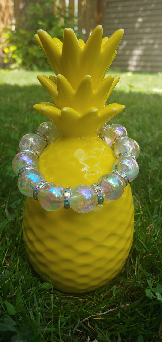 Iridescent Sparkly Stretch Bracelet Prettypineapplebead Prettypineapplebead