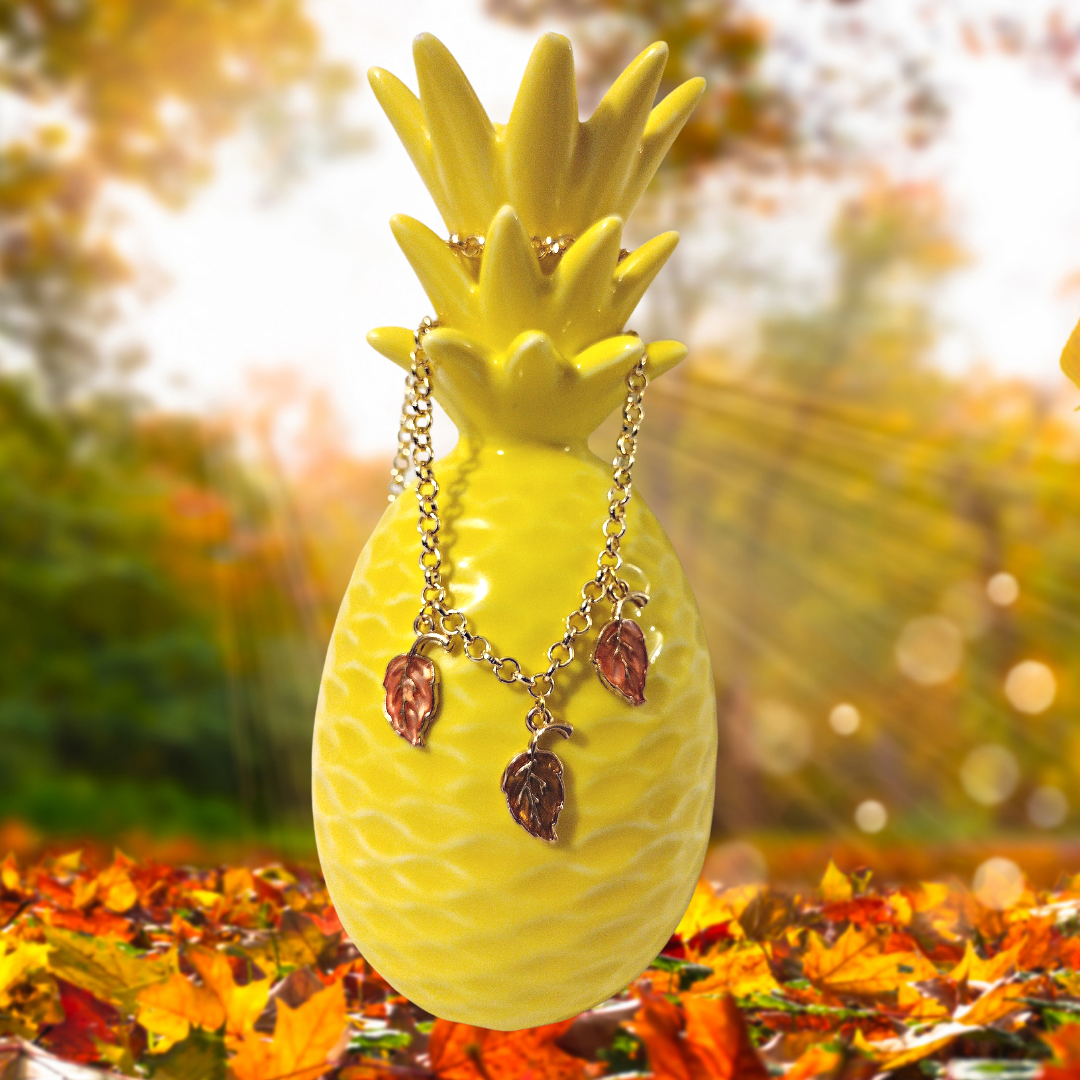 Pink & Yellow Falling Leaves Necklace