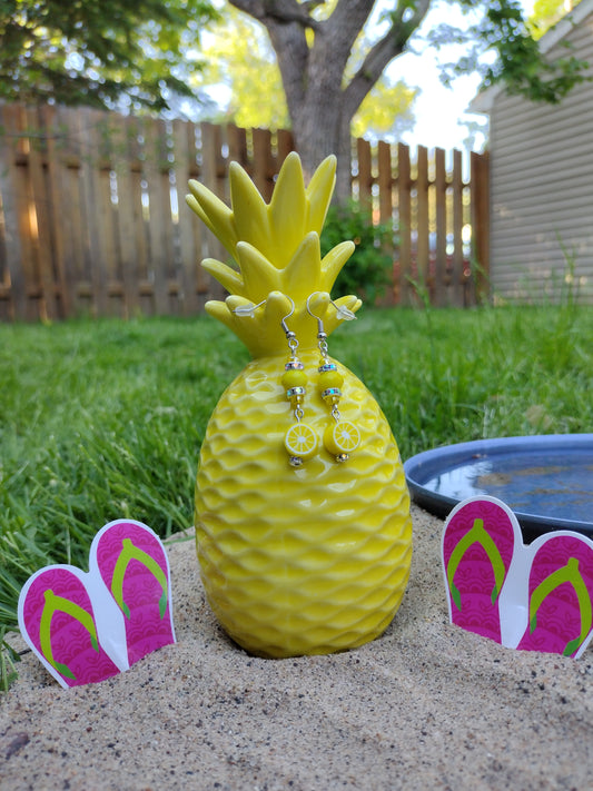 Lemon Earrings Pretty Pineapple Bead  Pretty Pineapple Bead