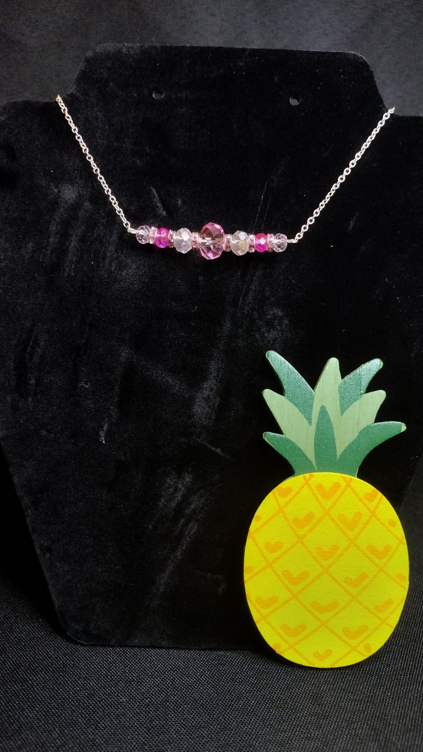 Crystal Pink Bar Necklace