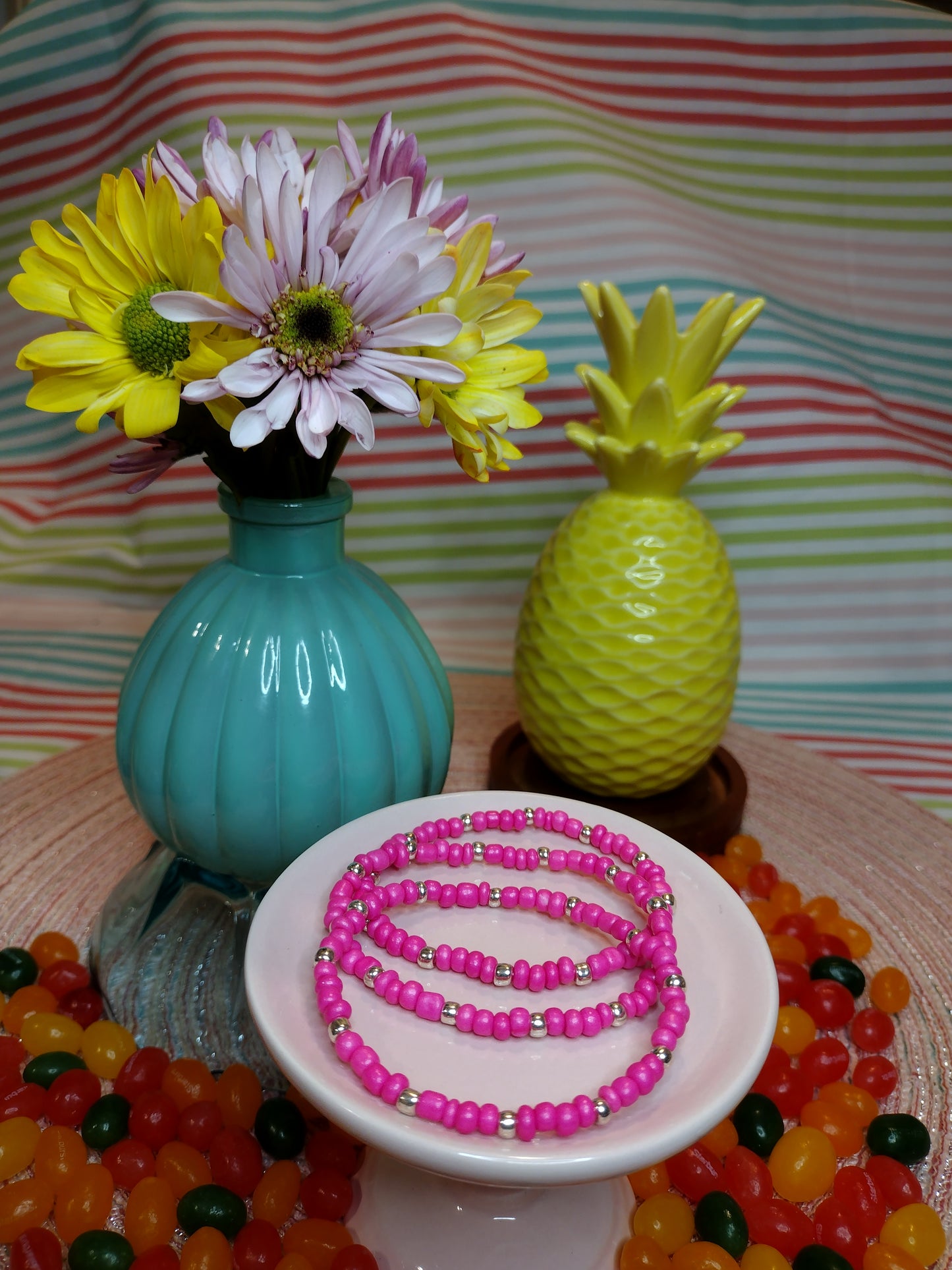 Pink Seed Bead Bracelet