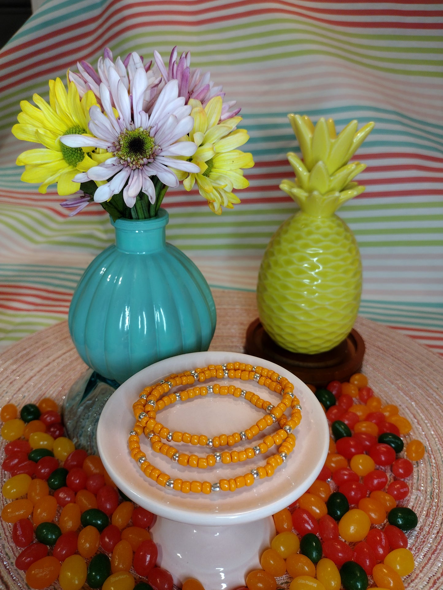 Yellow Orange Seed Bead Bracelet