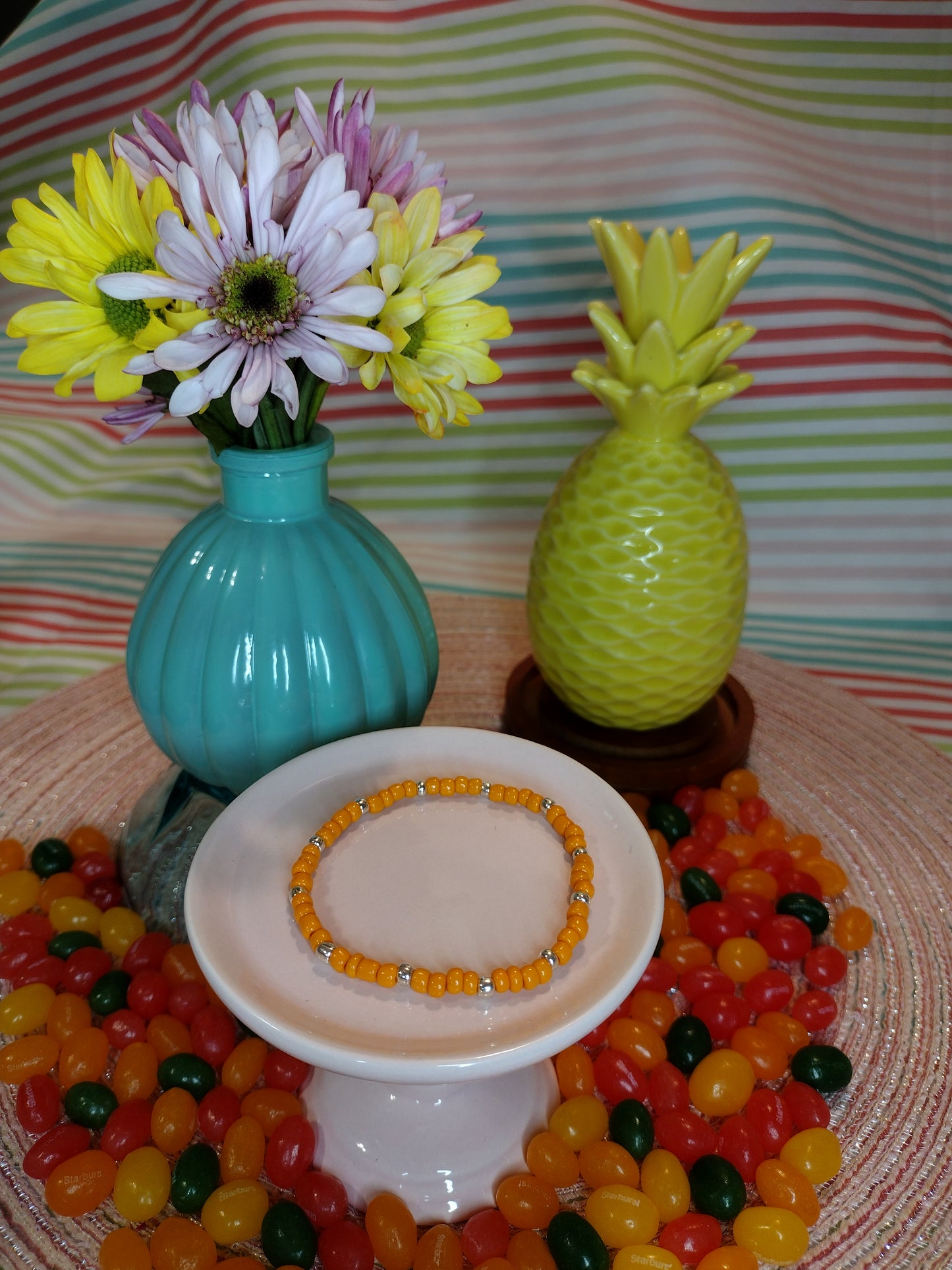 Yellow Orange Seed Bead Bracelet