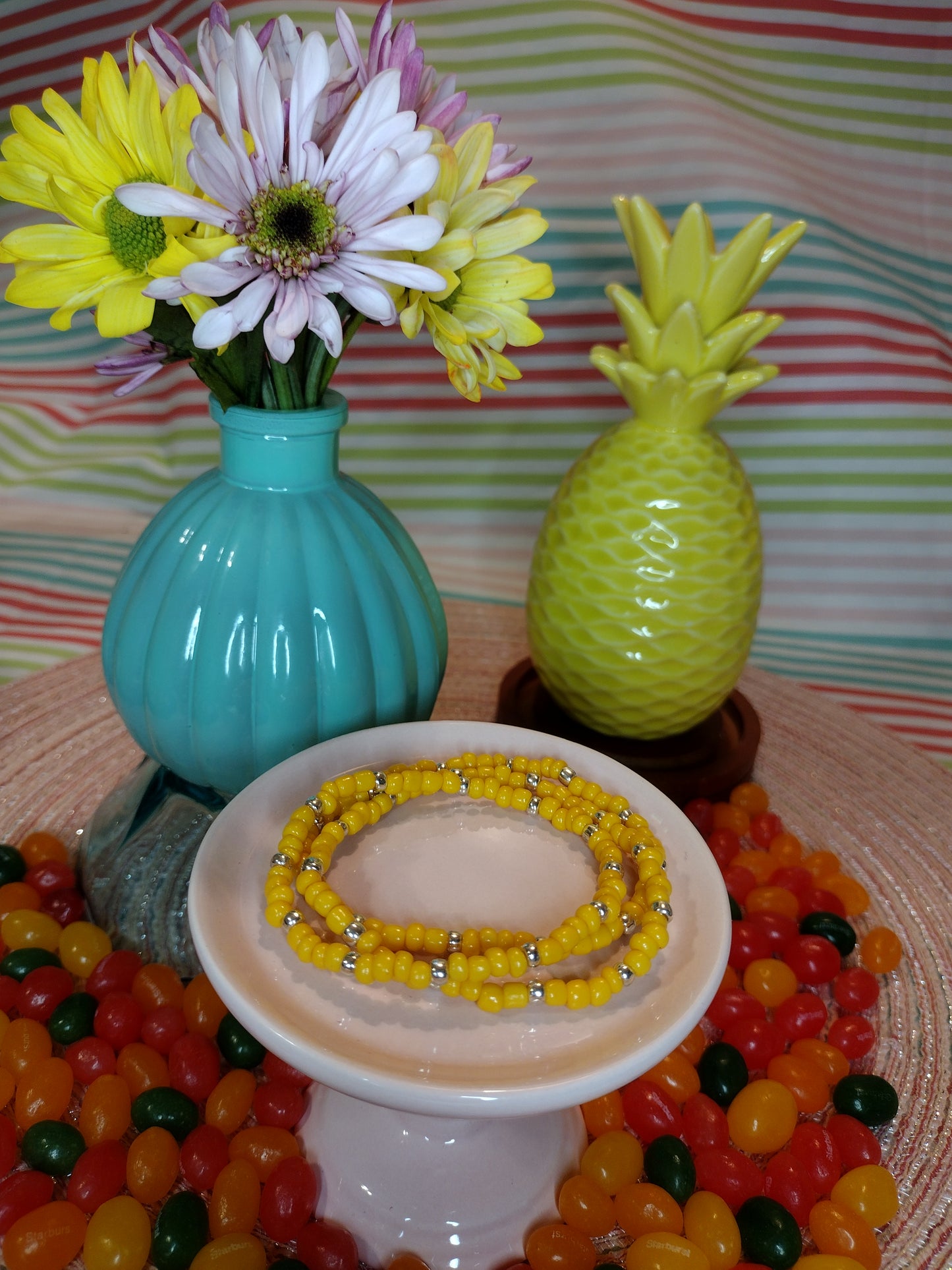 Yellow Seed Bead Bracelet