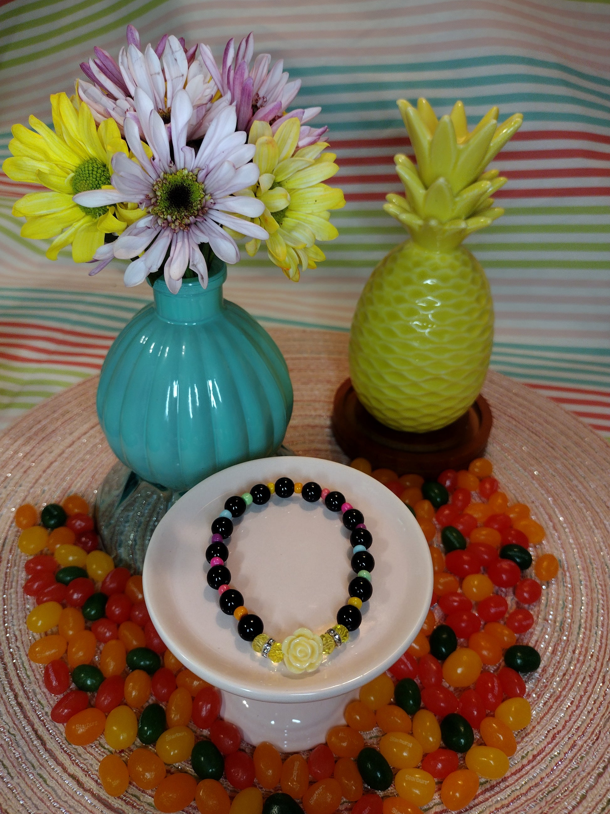 Yellow Flower Bracelet Pretty Pineapple Bead Pretty Pineapple Bead