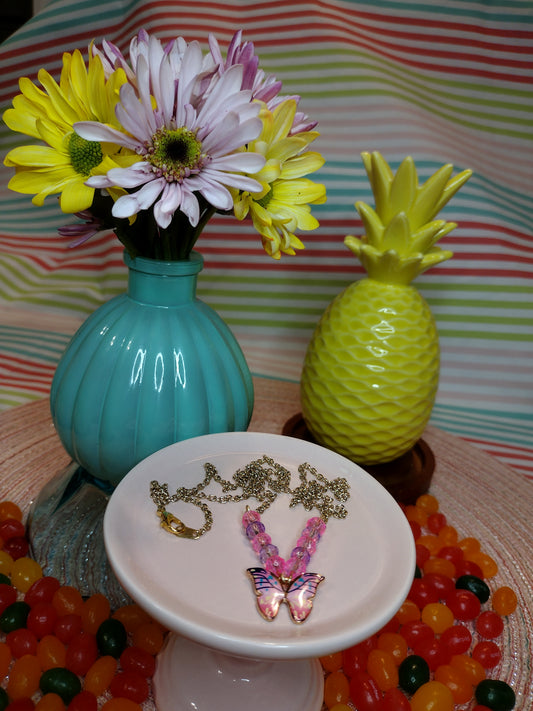 Light Pink Butterfly Necklace