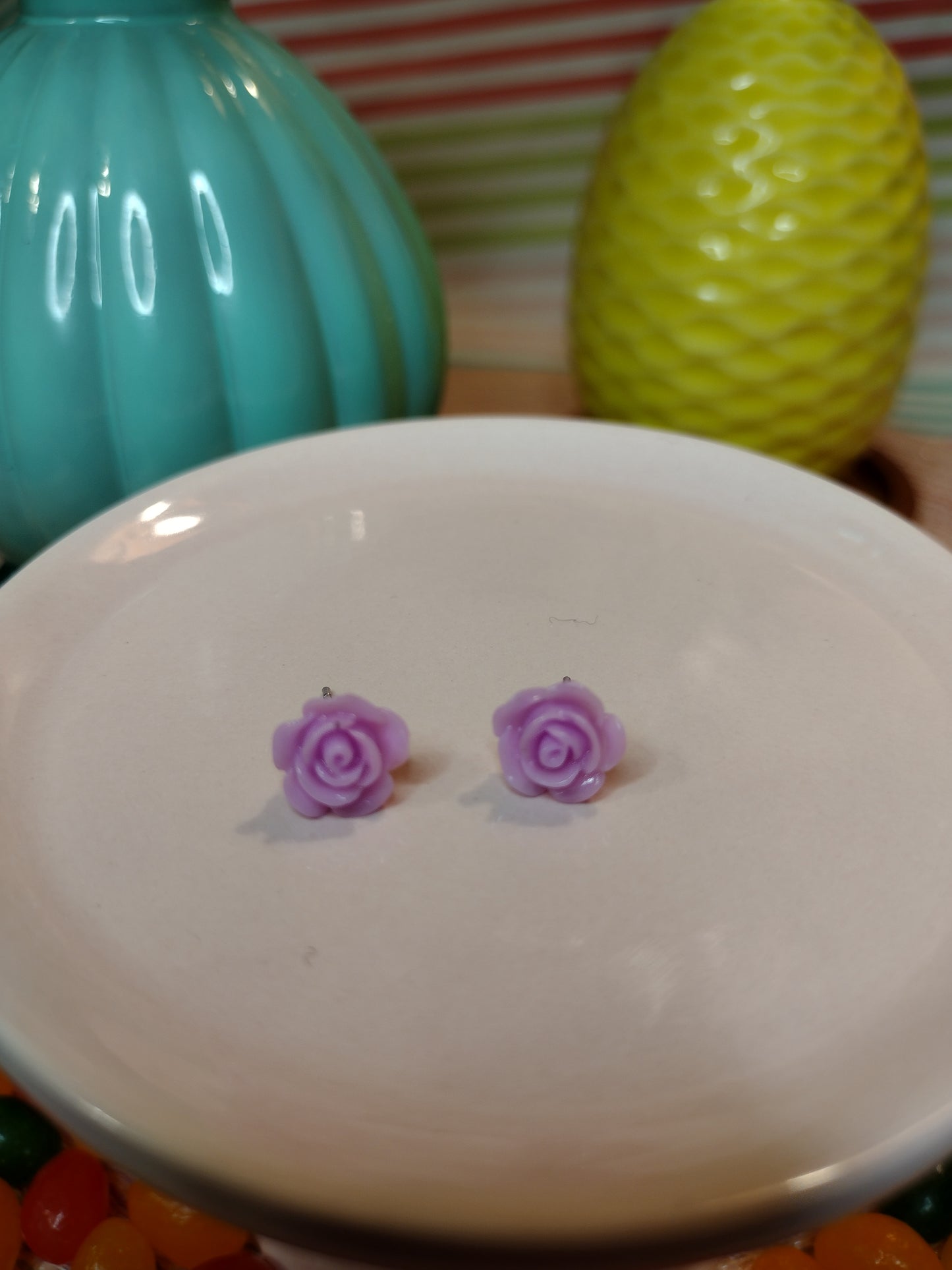 Mini Purple Flower Stud Earrings