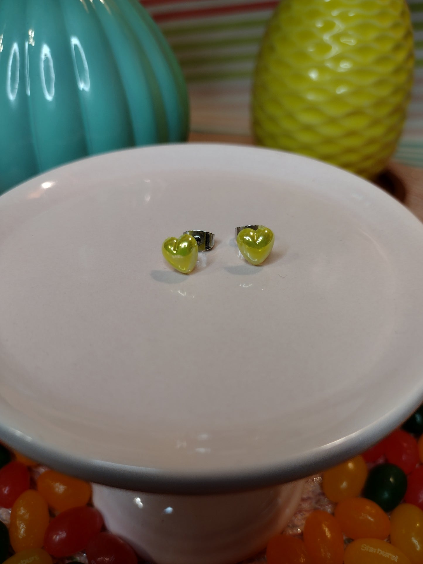 💛 Mini Yellow Heart Stud Earrings – Cheerful, Playful & Lightweight