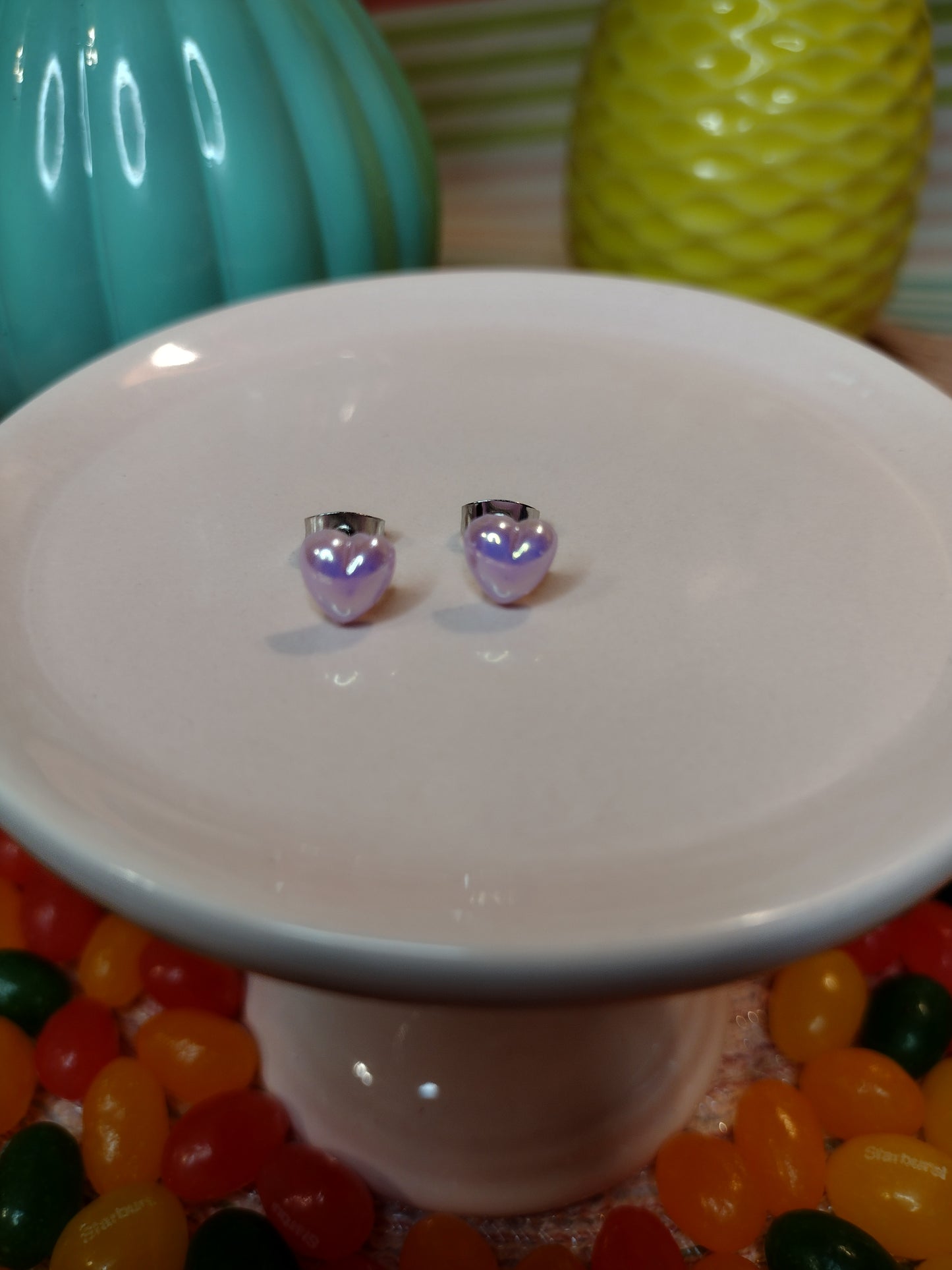 Mini Purple Heart Stud Earrings